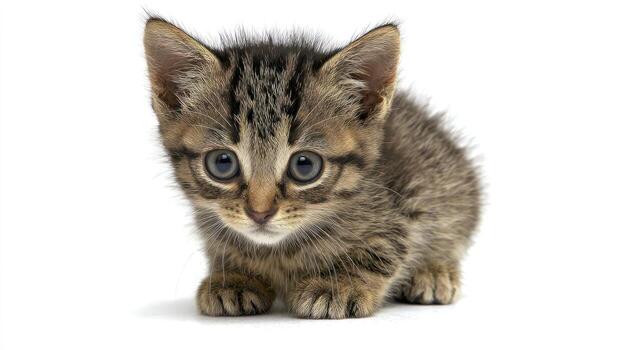 Adorable tabby kitten isolated on white background for versatile use photo