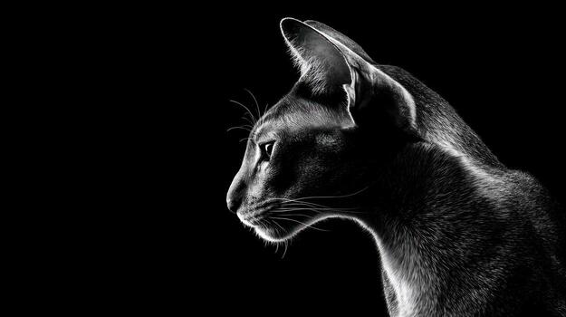 Elegant profile of a cat in striking black and white studio lighting photo