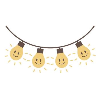 A string of light bulbs with smiling faces vector