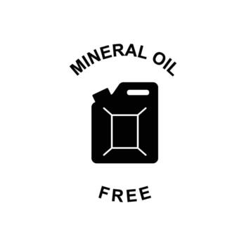 Iconographic representation of a jerrycan indicating 'mineral oil free' status for product labeling and safety information vector
