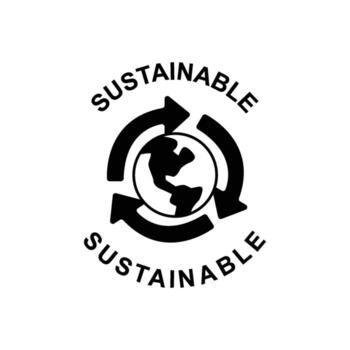 A circular arrow symbol around a globe representing sustainability and environmental responsibility, indicating a commitment to eco-friendly practices vector
