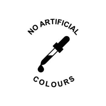 No Artificial Colours symbol with dropper and drop, graphic illustration representing natural ingredients and purity in products vector