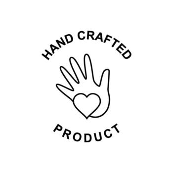 Hand Crafted Product Emblem with Heart and Open Palm Symbolizing Care and Authenticity vector