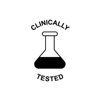 Clinically Tested Symbol - Illustration of a Flask with Liquid and Text for Scientific Research and Laboratory Approval vector