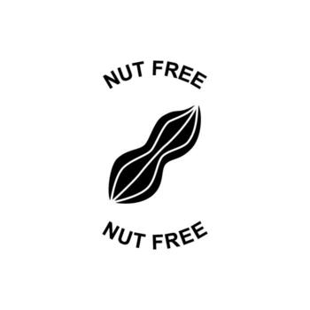 Nut Free Allergen Warning Symbol with Peanut Outline and Text vector