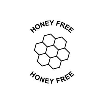 Stylized honeycomb icon with the text HONEY FREE above and below, symbolizing a product or concept free from honey or bee-related ingredients vector