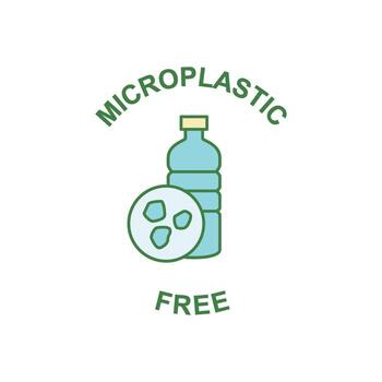 Microplastic Free icon showing a clean water bottle and particles representing microplastics, symbolizing eco-friendly and sustainable practices for a healthier environment vector