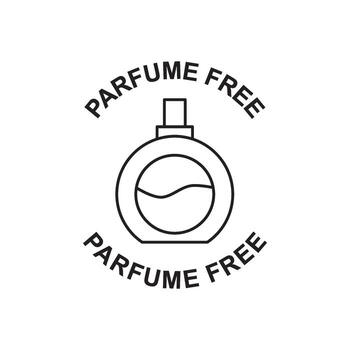 circulo logo con un sencillo línea dibujo de un perfume botella rodeado por texto ese lee perfumar gratis en parte superior y fondo vector