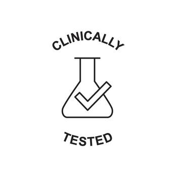 Clinically Tested Symbol With Check Mark Inside A Beaker Illustration vector