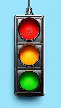 Traffic light showing biometric fingerprint patterns for control photo