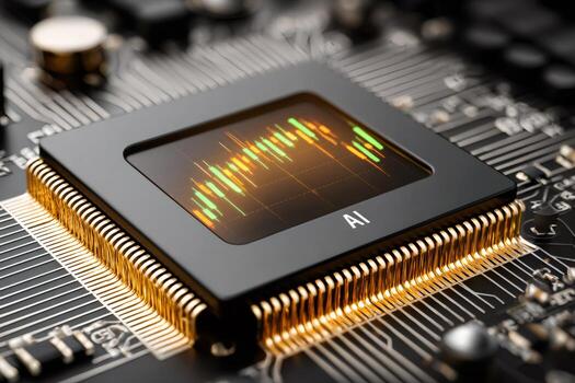 Ai processor displaying stock market trading data photo