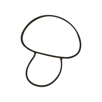 A mushroom is drawn in a simple line style vector