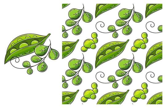 Two different patterns of peas and leaves vector