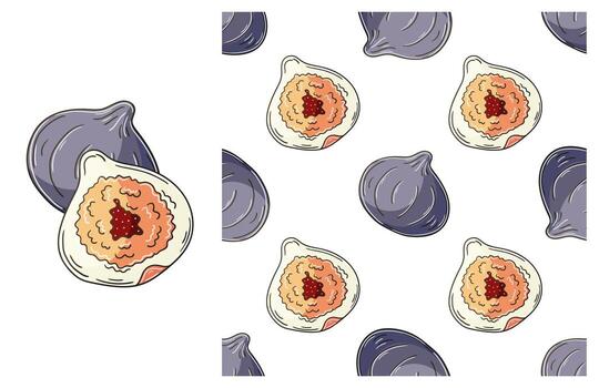A pattern with figs and a half open one vector