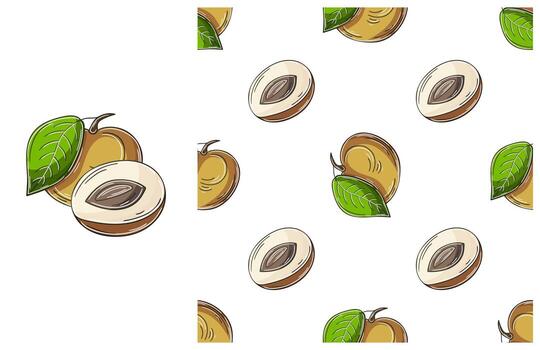 A seamless pattern with nuts and leaves vector
