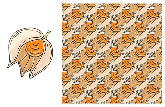 un modelo con un flor y un hoja vector