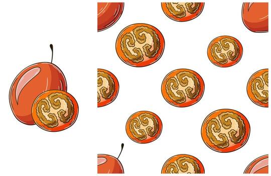 A pattern with fruit and a fruit with a pattern vector