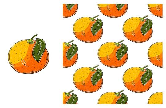 A pattern with oranges and leaves vector