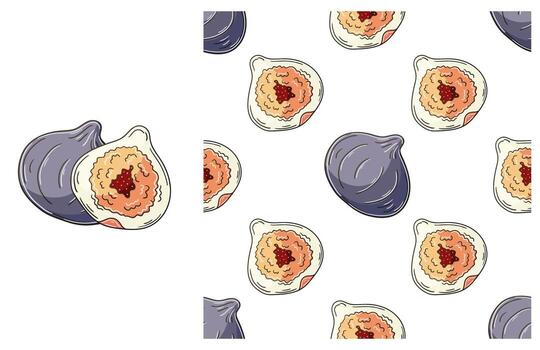 A pattern with figs and an open cut vector