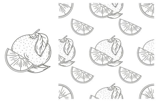 A seamless pattern with oranges and slices vector