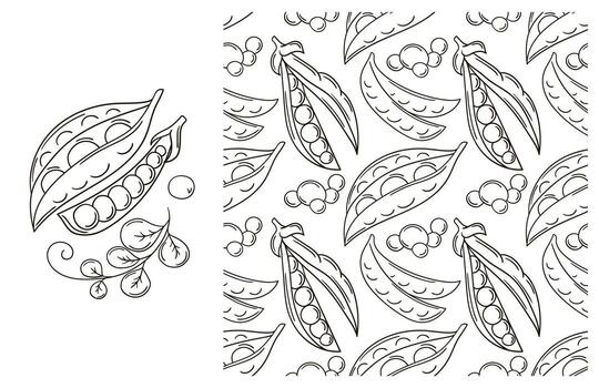 A pattern with peas and beans vector