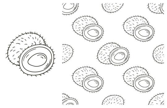 A pattern with a drawing of a nut and a tree vector