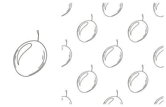 A pattern with a drawing of a fruit and a drawing of a fruit vector