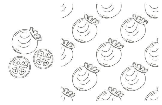 A pattern with fruit and vegetables on it vector