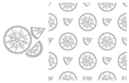A pattern with a slice of lemon and a slice of orange vector