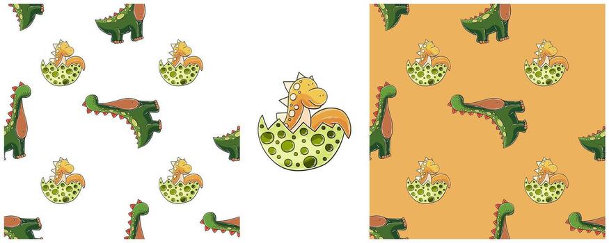 A pattern with a dinosaur and a dragon on it vector