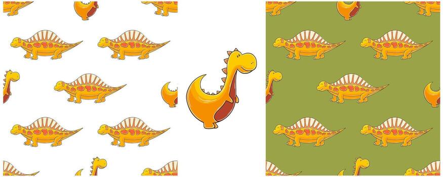 A set of patterns with dinosaurs on them vector