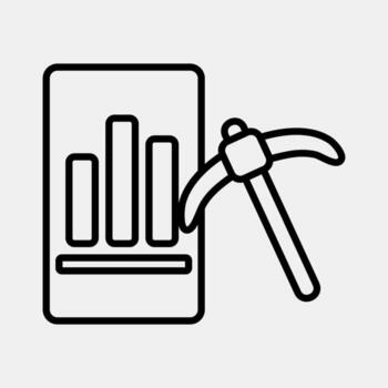 icono datos minería. oro minería elementos. icono en línea estilo. vector