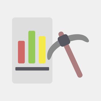 icono datos minería. oro minería elementos. icono en plano estilo. vector