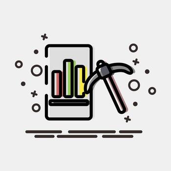 icono datos minería. oro minería elementos. icono en mbe estilo. vector