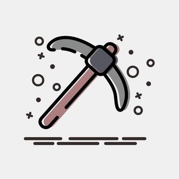 Icon pick axe. Gold mining elements. Icon in MBE style. vector