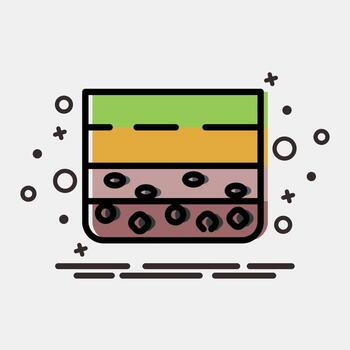 Icon soil layer. Gold mining elements. Icon in MBE style. vector