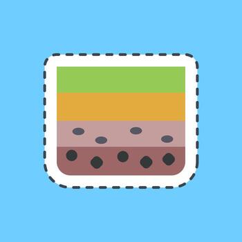 Cutting line sticker soil layer. Gold mining elements. vector