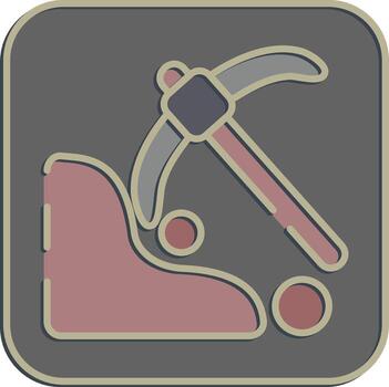 Icon surface mine. Gold mining elements. Icon in embossed style. vector