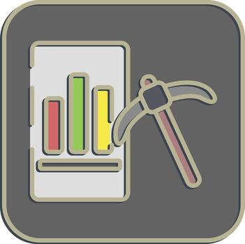 icono datos minería. oro minería elementos. icono en en relieve estilo. vector