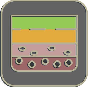 Icon soil layer. Gold mining elements. Icon in embossed style. vector