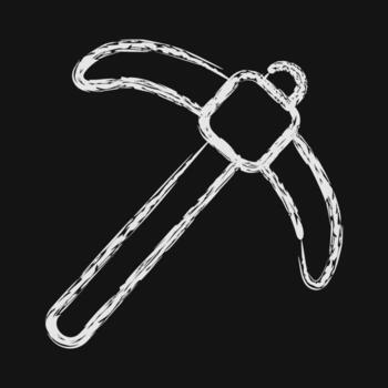 Icon pick axe. Gold mining elements. Icon in chalk style. vector