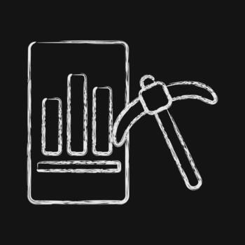 icono datos minería. oro minería elementos. icono en tiza estilo. vector