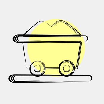 Icon trolley. Gold mining elements. Icon in color spot style. vector
