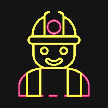 Icon miner. Gold mining elements. Icon in neon style. vector