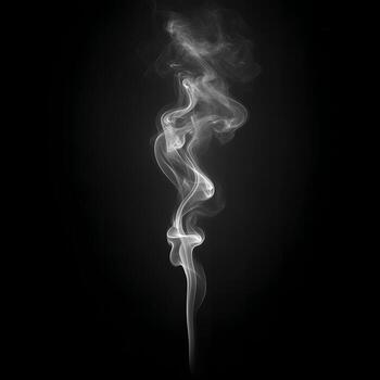 Delicate smoke wisps creating abstract ethereal patterns on dark background photo