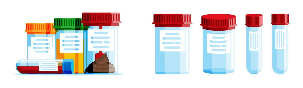 Colorful lab sample collection containers vector