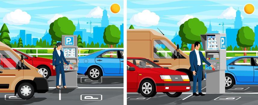 Parking meter in urban area vector