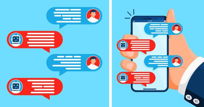 Chat messages on a smartphone interface vector