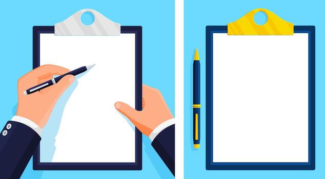 Hand writing on a clipboard vector