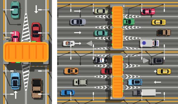 Aerial view of urban traffic intersections vector